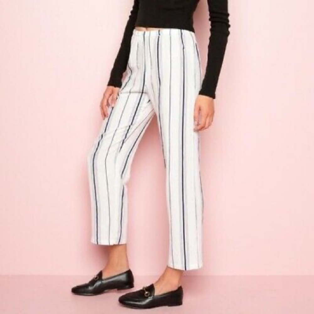 Brandy Melville White & Blue Striped Pants
